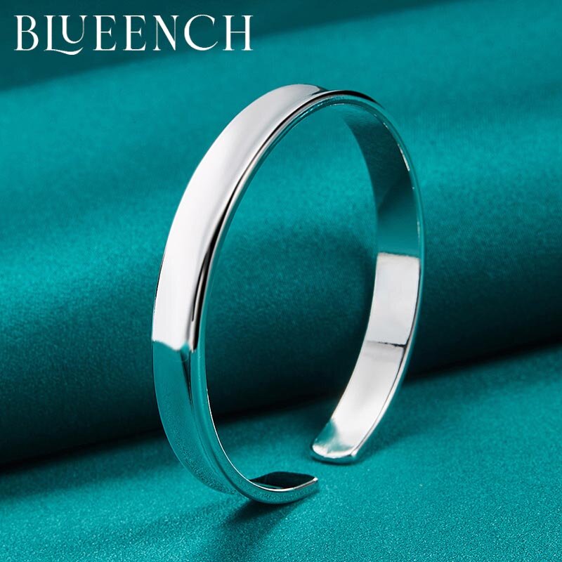 Blueench 925 sterling silver 8mm simple bracelet is suitable for women's date party fashion glamour jewelry