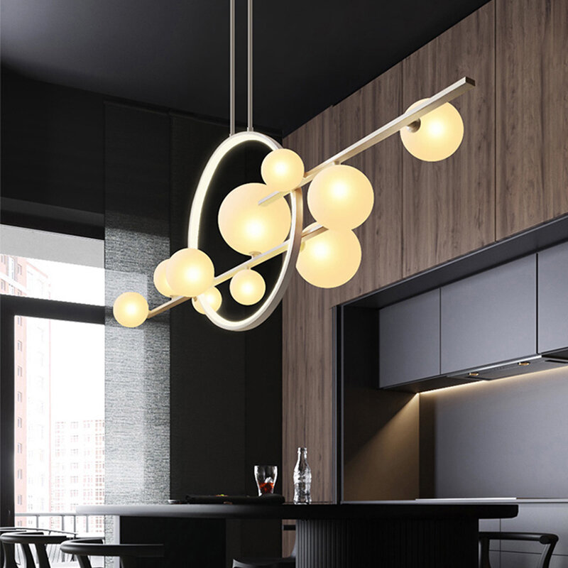 Plafonnier LED suspendu composé de bulles de verre, design nordique moderne, luminaire décoratif d'intérieur, idéal pour une salle à manger, un Restaurant ou une cuisine