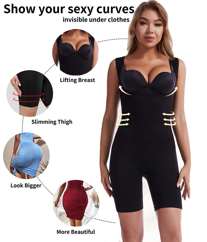 Mulheres shapewear bodysuit corpo inteiro shaper cintura magro trainer barriga controle sem costura corset bunda levantador peito aumentando roupa interior