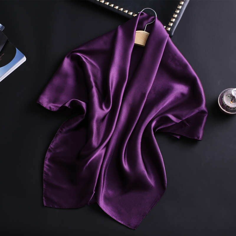 Bandana de seda satinada para mujer, pañuelo para el cuello, ASA, bolsa, Foulard, diadema, Hijab, 90x90cm