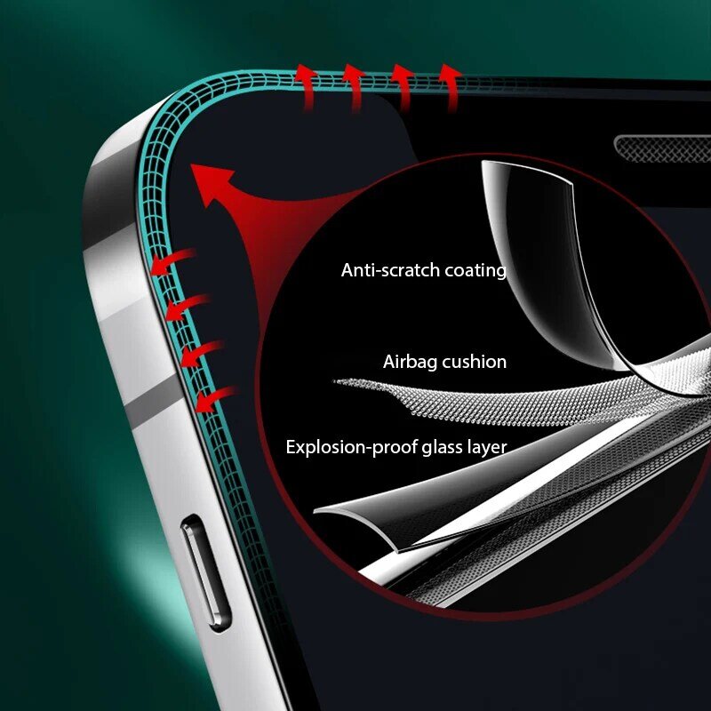 Protecteur d'écran, couverture complète en verre trempé 9D, bord noir, pour iPhone 13 12 Pro Max 12 Mini