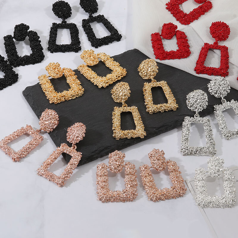 BI Fashion Statement Large Drop Earrings For Women Geometric Metal Multi-color Earrings 2022 Trend Brincos Female Party Jewelry