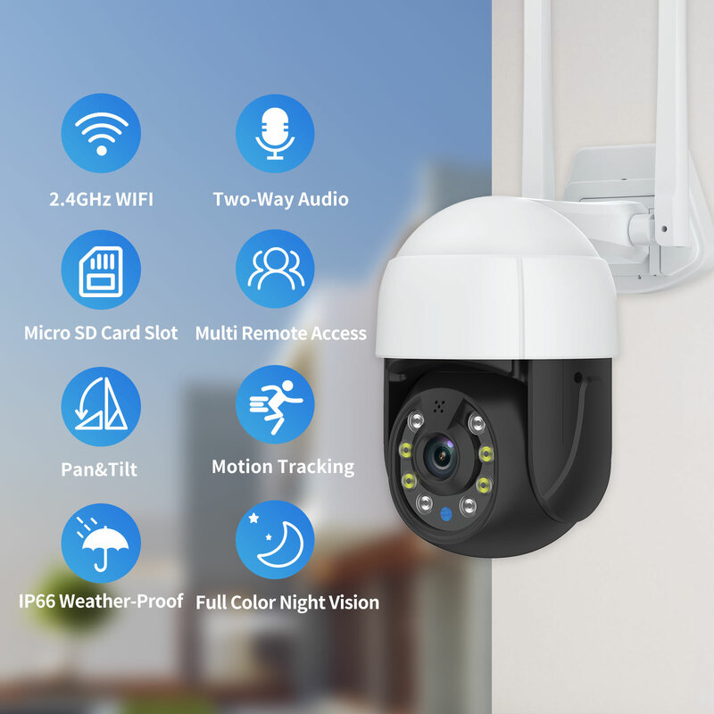 Gadinan-Monitoramento de Segurança CCTV, Rastreamento Automático, PTZ Inteligente, Câmera IP WiFi ao ar livre, Detecção do Corpo Humano AI, 5MP, 3MP