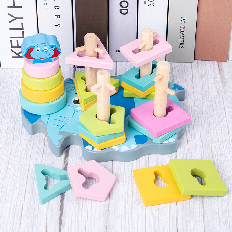 Детские игрушки Горячая Распродажа, красочные деревянные блоки, детские строительные Игрушки для раннего развития, развивающие игрушки для детей 0-12 месяцев