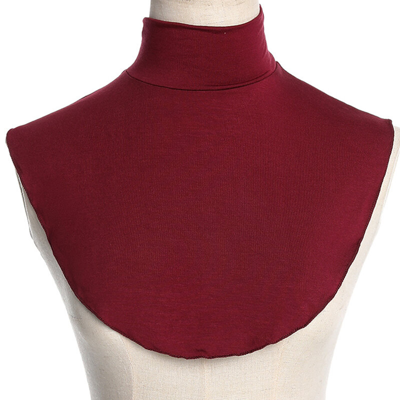 Solid Color Modal Muslim Turtleneck Fake Collar Women Men Simple Warm False Collar Detachable Half Top Neck Cover Loop Scarf