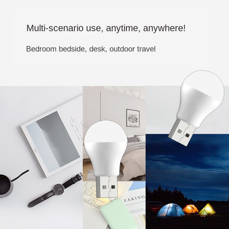 Lampe LED Ronde avec Prise USB pour Ordinateur Mobile, Charge d'Alimentation, Petit Livre, Protection des Yeux, Lecture, Veilleuse
