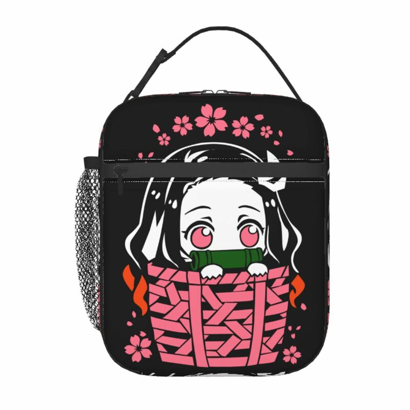 Kimetsu No Yaiba Nezuko Kamado Insulated Lunch Bags for School Office Demon Slayer Anime Manga Resuable Cooler Thermal Lunch Box