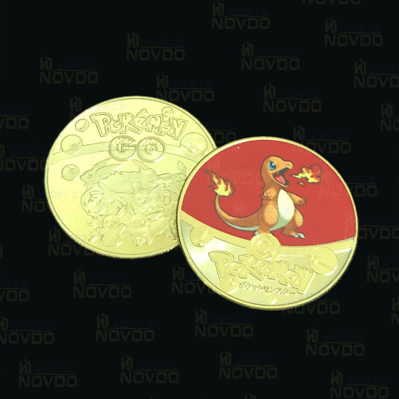 Pokemon Pikachu monety Charmander Squirtle Bulbasaur medalion materiał metaliczny kolekcja pamiątkowa zabawki prezenty dla dzieci