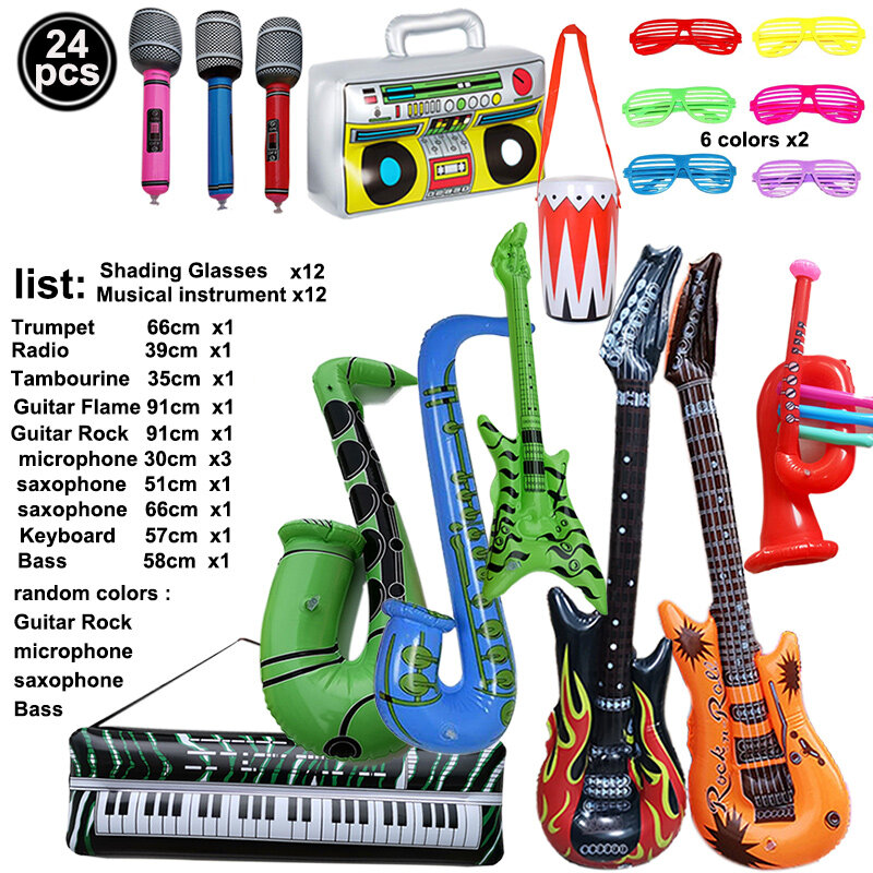 Inflatable 90s theme Rock Star Toy set Foil Disco balloon Wedding Decor 80s 90s Retro Popular Party Decor Rock and Roll Looks