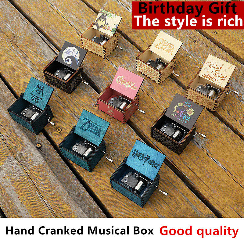 New You Are My Sunshine Music Box Color Printing Wooden Hand Crank Musical Box Birthday Present Valentine's Day Christmas Gift