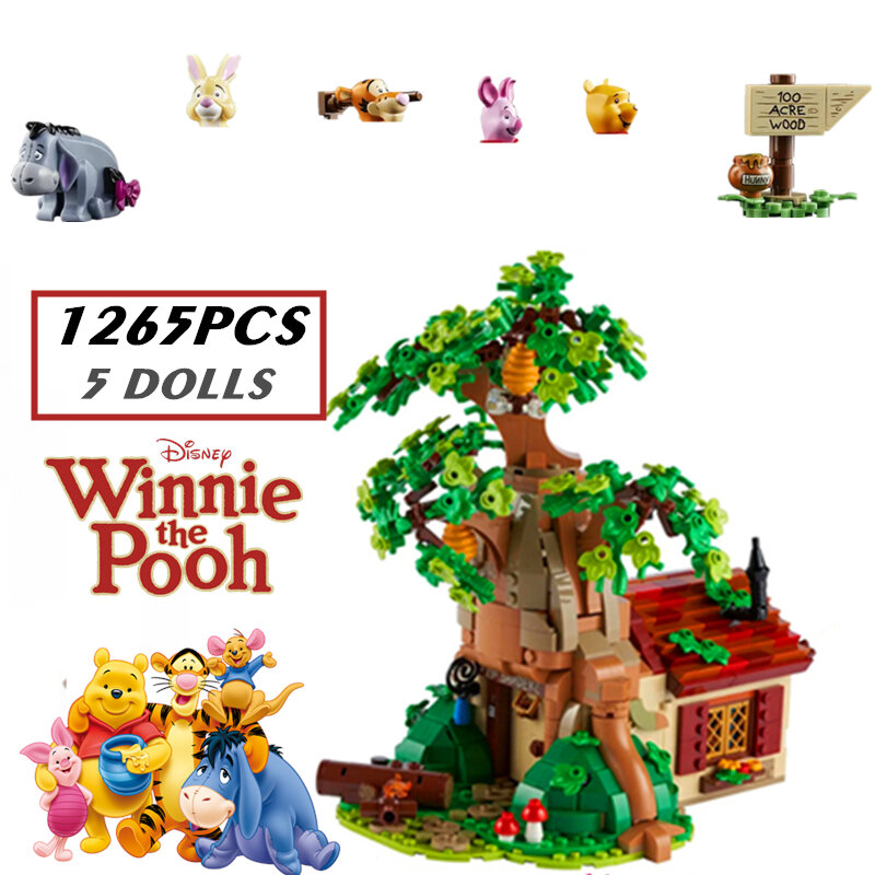21326 disney 1265 pçs winnie the pooh árvore casa urso blocos de construção tijolos brinquedos crianças presentes aniversário 7178 61326
