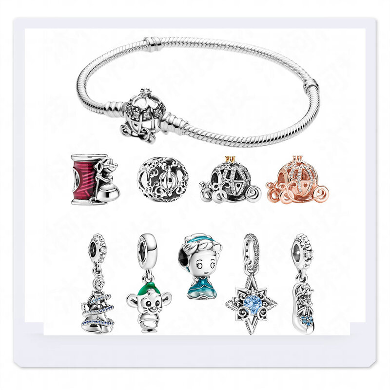 Charms dla Pandora Originales dopasowana biżuteria koraliki na bransoletkę Disney Cinderella Dumbo Series prezent w postaci darmowej wysyłki 2022 New Arrival