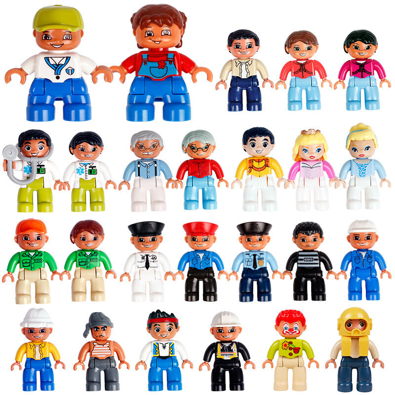 Big Building Blocks Compatible Figures Doll Occupation Family People Series Bricks Children Educational Creative Play House Toys