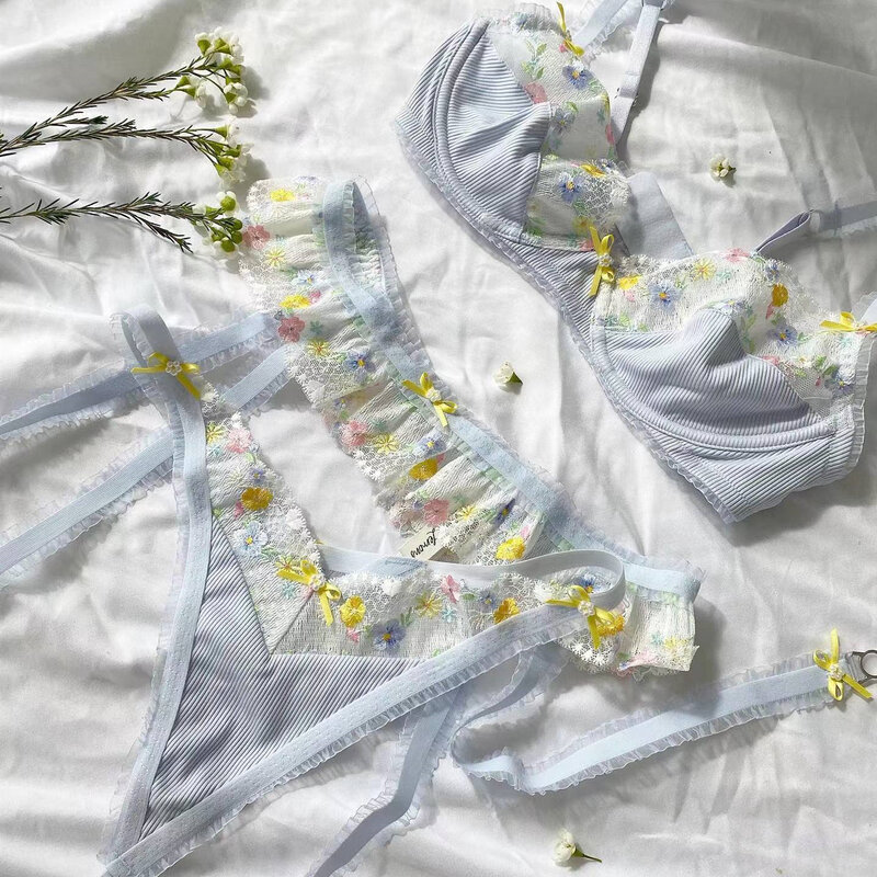 NENTORI Dessous für Frauen Sensual Spitze Sexy Unterwäsche für Damen Stickerei Strumpfbänder Phantasie Kurze Hautpflege Kits Weibliche Unterwäsche