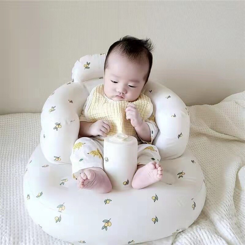Nordic Style Portable Baby Inflatable Chair PVC Sitting Bath Shower Bathroom Seat Anti-fall Learning Seat Baby Sofa Foldable