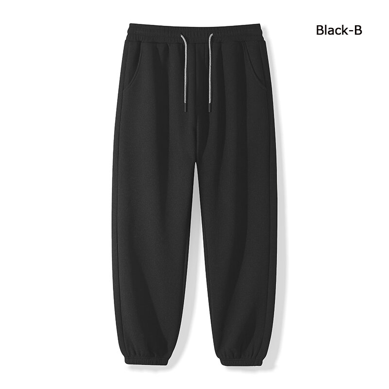 Uomo 2021 autunno inverno nero pantaloni Casual caldi sport allacciati tinta unita pantaloni a matita elasticizzati pantaloni Casual caldi all'aperto