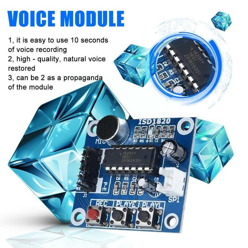Módulo de grabación de voz ISD1820, placa de módulo de teleteléfono con micrófonos, altavoz F7S4, 1 paquete