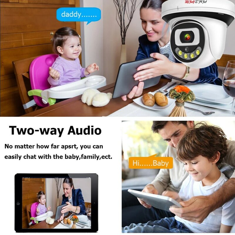 SIMICAM 4K IP POE/12V Camera Surveillance 8MP/5MP/4MP Witch Two Way Audio Color Night Vision Security Onvif AI Smart Alarm Xmeye