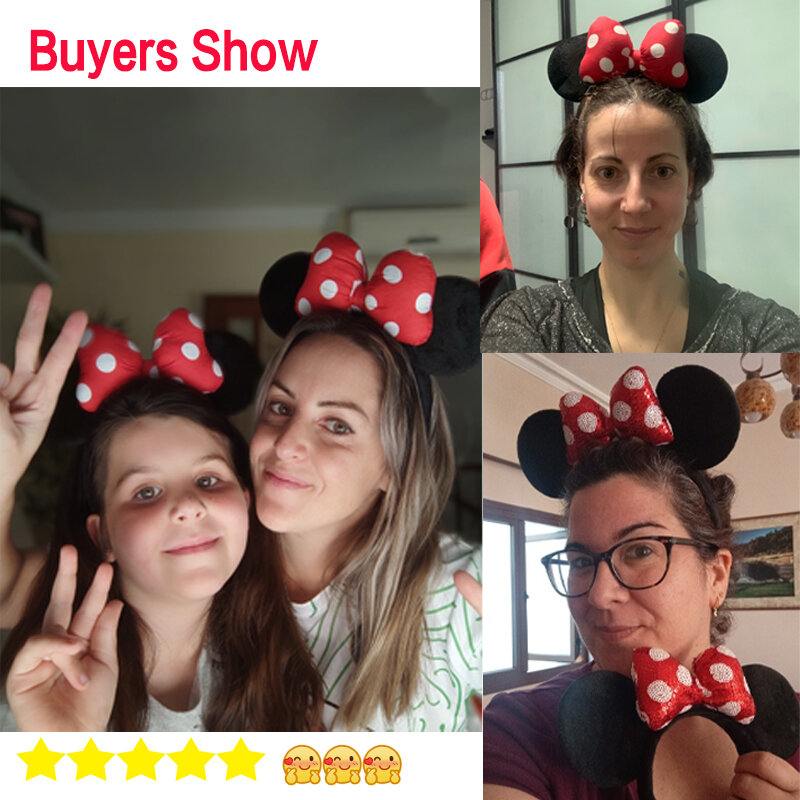2023 Hot Sales Mouse Ears Headband For Girls Women Classic 5''Polka Dot Bow Hairband Festival Party Travel DIY Hair Accessories