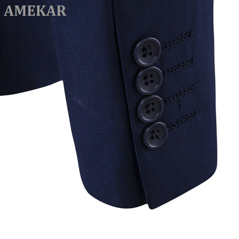 3 peças masculino preto elegante ternos com calças finas marca caber único botão festa formal de negócios masculino conjunto vestido terno