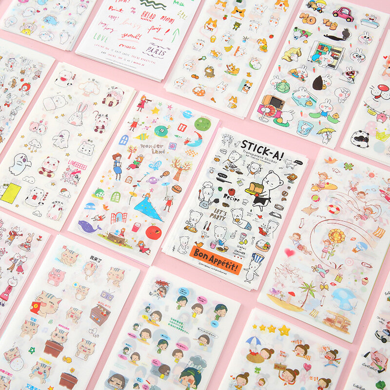 6 pagine cartone animato coreano carino fai da te conto a mano libro studente cancelleria bambini piccolo modello personalizzato Kawaii Decor Plan Sticker