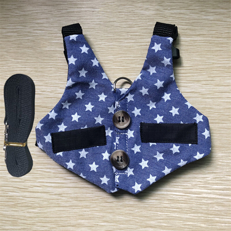 Lovely Rabbit Harness Gentleman Vest Design Suit With Pet Leashes Outdoor Walking Safety Soft Fabric Chest Strap For Bunny