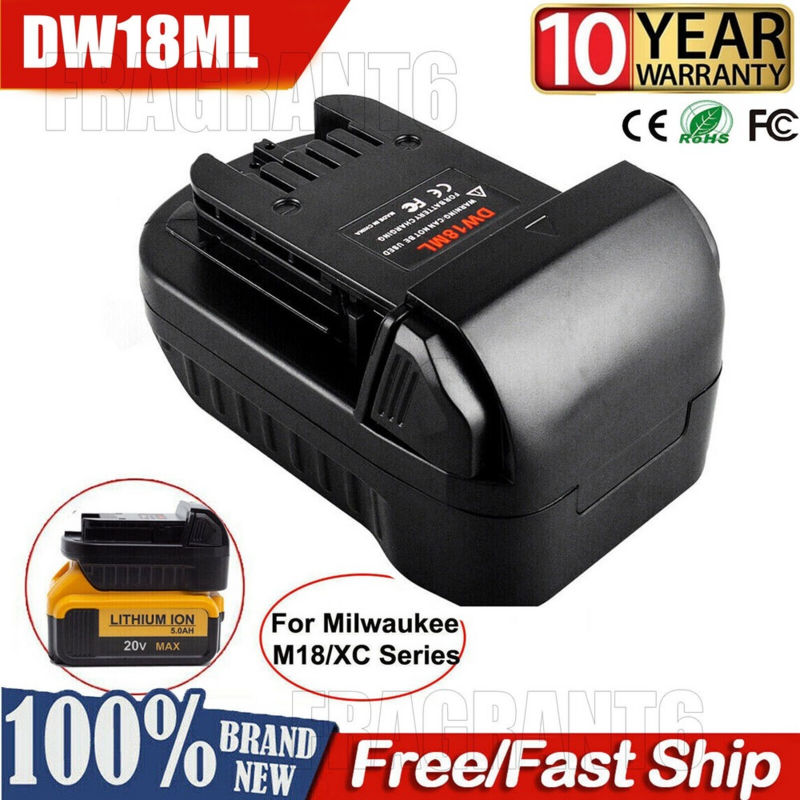 Adaptador de batería DW18ML para Dewalt 20V a Milwaukee 18v, convierte la Batería Dewalt 20V a Milwaukee M18 18V uso de herramientas