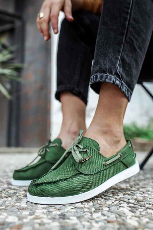Sapatos de linho sazonais verdes masculinos