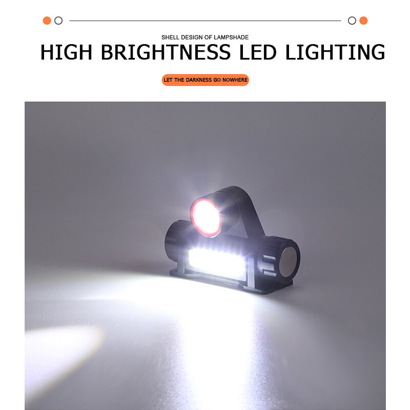 2022new LED COB multifunzione lampada frontale a luce forte assorbimento magnetico batteria al litio integrata lampada frontale ricaricabile funzionante