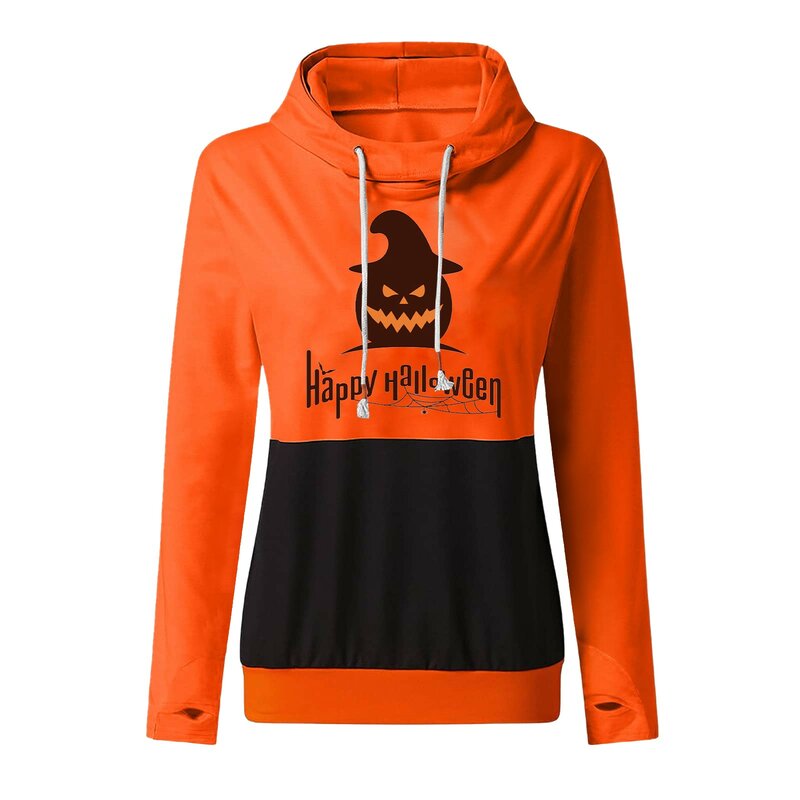 Camisola feminina de impressão de halloween casual manga longa petite colheita hoodie camisola de ar das mulheres camisolas e hoodies sobre