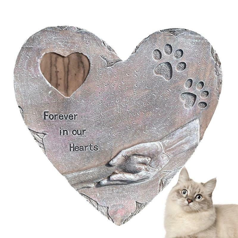 Dog Grave Marker Stone Heart Shaped Pet Memorial Stones For Dogs With Forever In Our Hearts Message For Garden Yard Outside