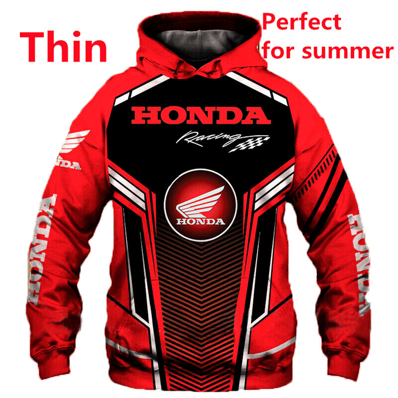 Novo honda asa logotipo da motocicleta hoodie 3d impressão digital casual moletom com capuz harajuku alta qualidade jaquetas de corrida