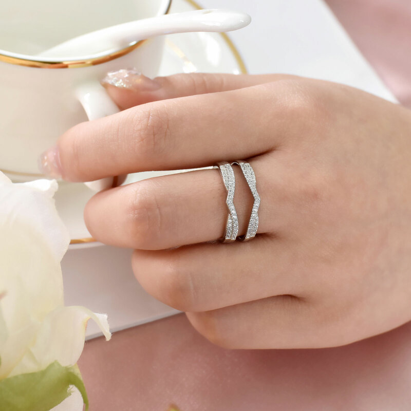 Женское кольцо из серебра 925 пробы, с фианитом, размеры 5-10