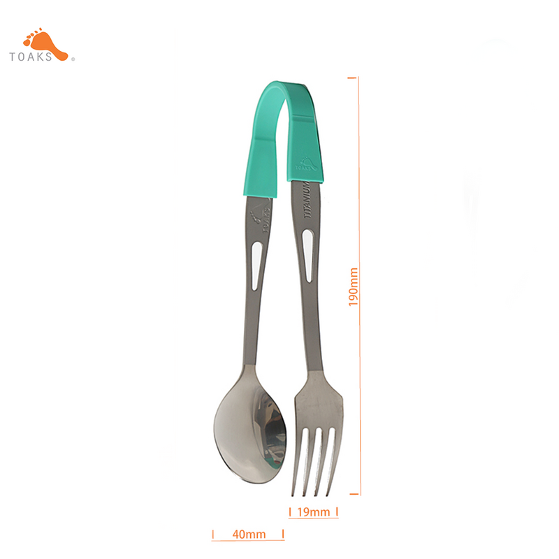 TOAKS Titanium SLV-15 Cutlery Set 2-Pieces Camping Equipment Outdoor Hiking Household Dual-Use Tableware Spork Spoon