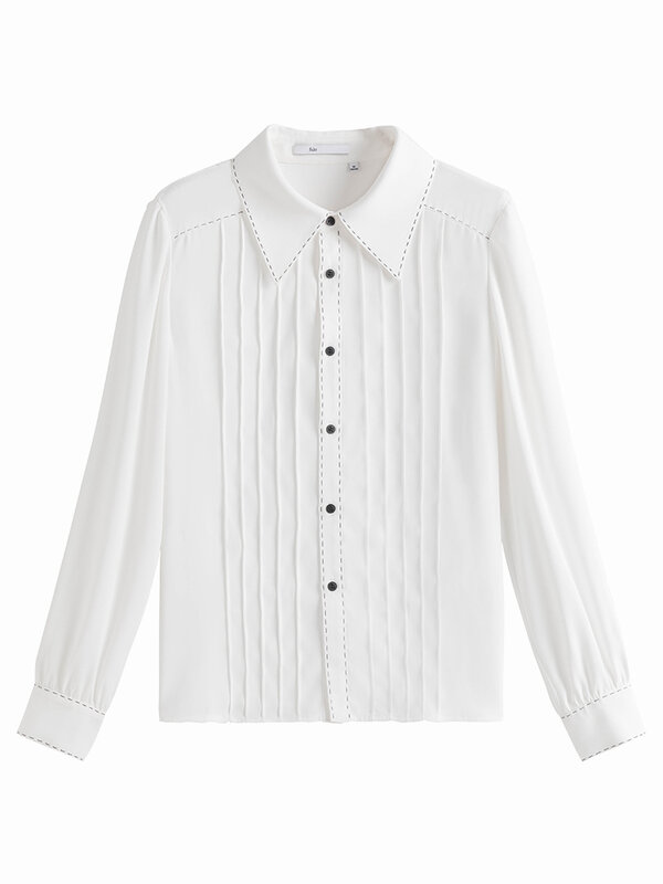 Fsle womens tops chiffon camisa feminina manga longa profissional temperamento camisa design nicho blusa sólida camisas femininas