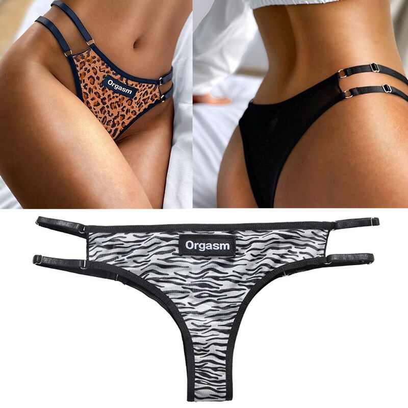 Open Bottom Crotch Leopard Print Women Underwear Briefs Panties Thong