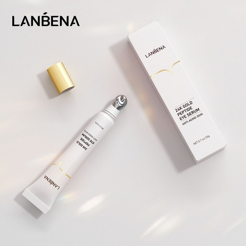 ​LANBENA 24K Gold Peptide Anti Aging Set Essence Firming Face Cream Toner Cleanser Remove Dark Circles Eye Cream Serum Kit 5PCS