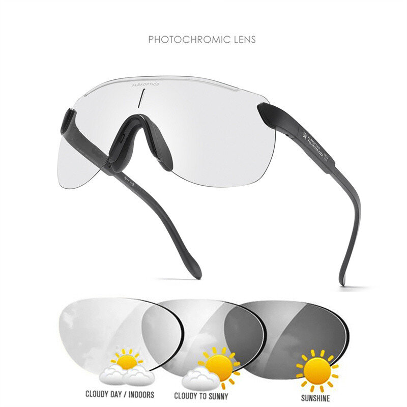 ماركة تصميم ألبا البصريات الدراجات فوتوكروميك النظارات الشمسية الرجال UV400 الرياضة نظارات دراجة دراجة نظارات النساء الجبلية نظارات