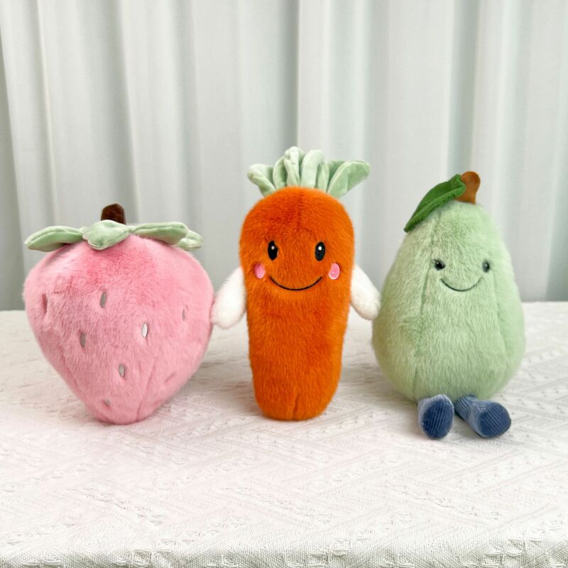 귀여운 품질의 채소와 과일 인형 플러시 장난감, 에그 플라시아 딸기 당근, 레이디 자동차, 람폰 장식, 어린이 깜짝 선물