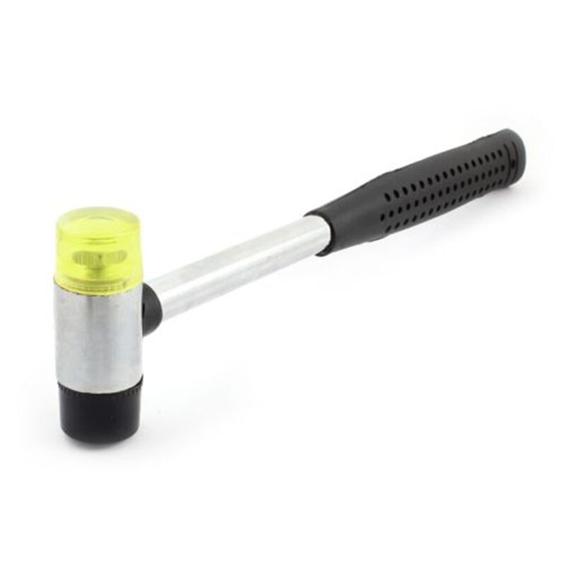 Hot 10" Length 25Mm Black Plastic Coated Grip Double Head Rubber Hammer Handheld Tool free shipping
