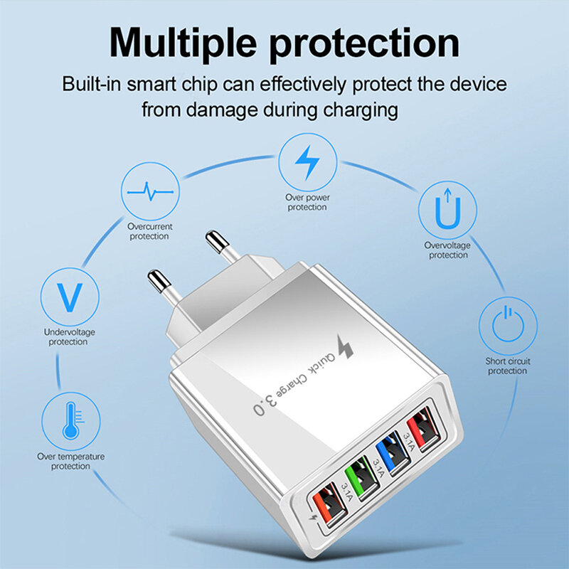 1 Buah Kepala Pengisian Daya Cepat 3.0 Pengisi Daya USB Pengisi Daya Dinding untuk Adaptor Pengisi Daya Ponsel