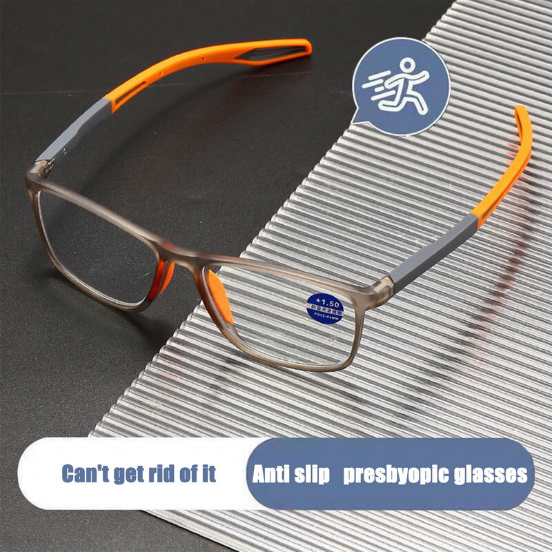 Fashion TR90 Silicone Frame Reading Glasses Men Aged Elderly Presbyopia Sports Glasses Ultra-Light Anti Blue Light +1.0 to +4.0