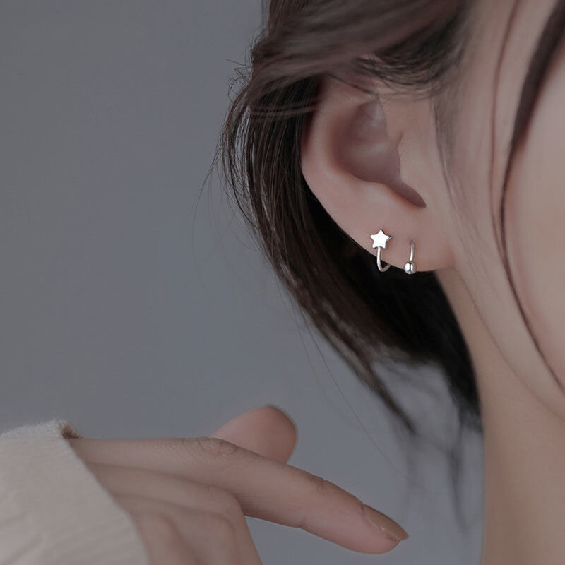 1Pcs Stainless Steel Screw Ball Star Heart Ear Bone Ear Buckle Rotating Wave Mini Stud Earrings For Women Personality Jewellery
