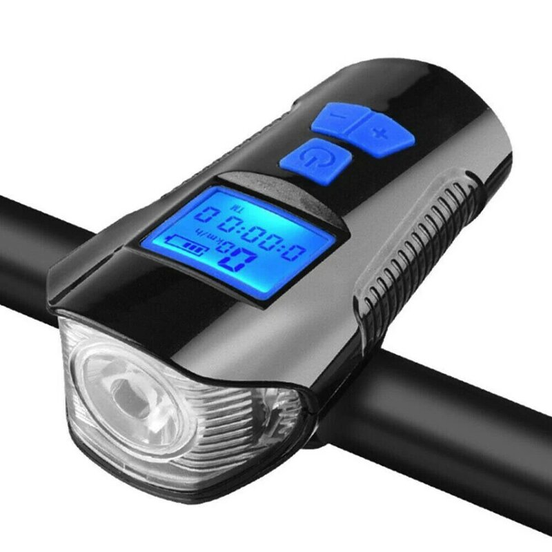 Фасветильник велосипедная аккумуляторная с сигналом, спидометром и одометром