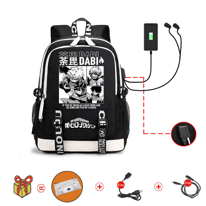 Anime Backpack My Hero Academia Usb Backpack Women Outdoor Backpack Travel Sports Daypack Fashion Bag for Men Women Dropshipping