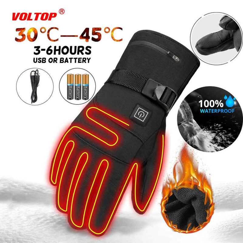 Motorcycle Heated Gloves Winter Motorbike Electric Heating Rechargeable Glove Waterproof Touch Screen Battery Powered MTB