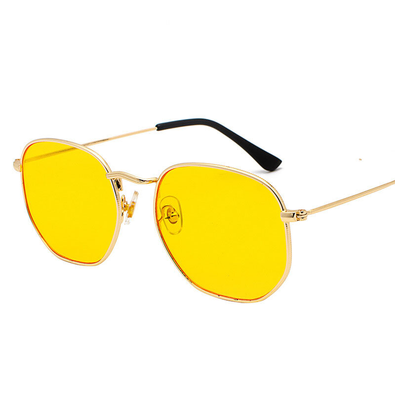 Lunettes de soleil Vintage pour hommes, monture carrée en métal, pilote miroir classique rétro, lunettes de luxe d'été oculos