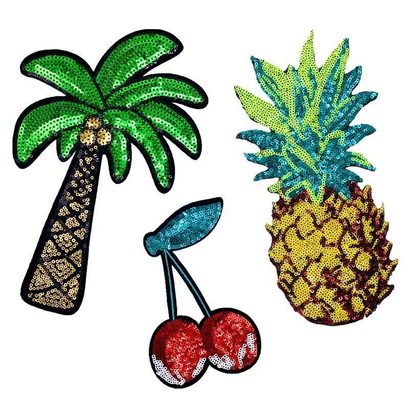 Ananas Kokosnoot Boom Cherry Diy Sequin Doek Stickers, kleren Strijken Patch Zijn Gebruikt Om De Badges Van Jas Jeans,