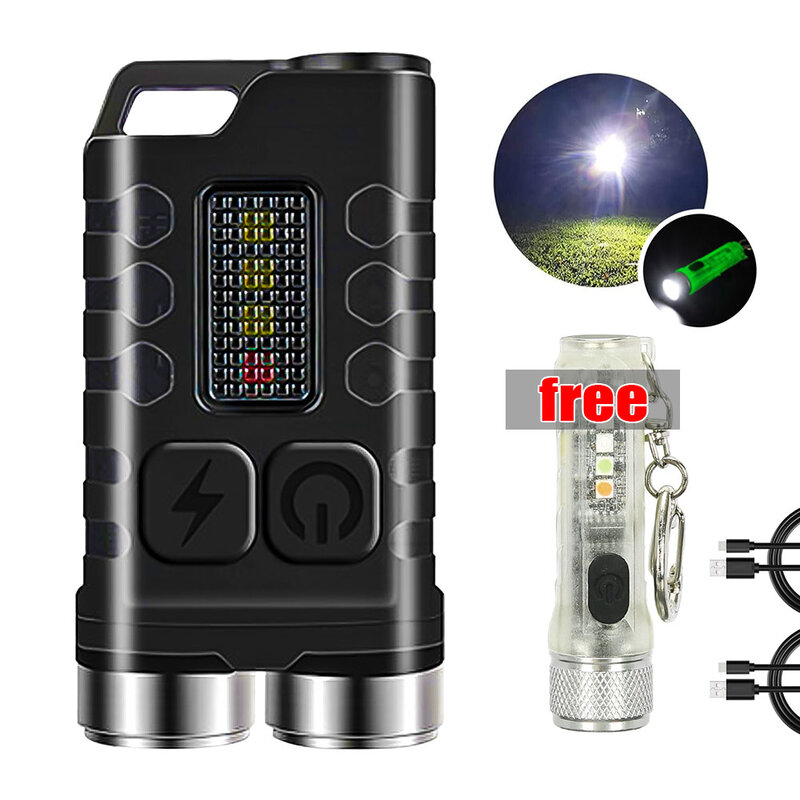 USB recarregável Mini lanterna LED, luz chave portátil, lanterna de alta potência, luz do flash luminoso, tocha de bolso, camping, caminhadas