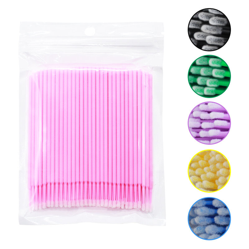 100 stks/zak wegwerp microbrush wimpers extensie individuele lash verwijderen wattenstaafje microborstel voor wimperverlenggereedschap
